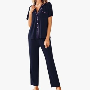 NWT Elegant Navy and Pink Women's Pajama Set